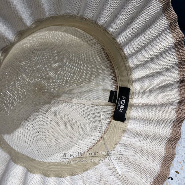 Fendi新品女士帽子 芬迪波浪帽檐草帽遮陽帽  mm1533
